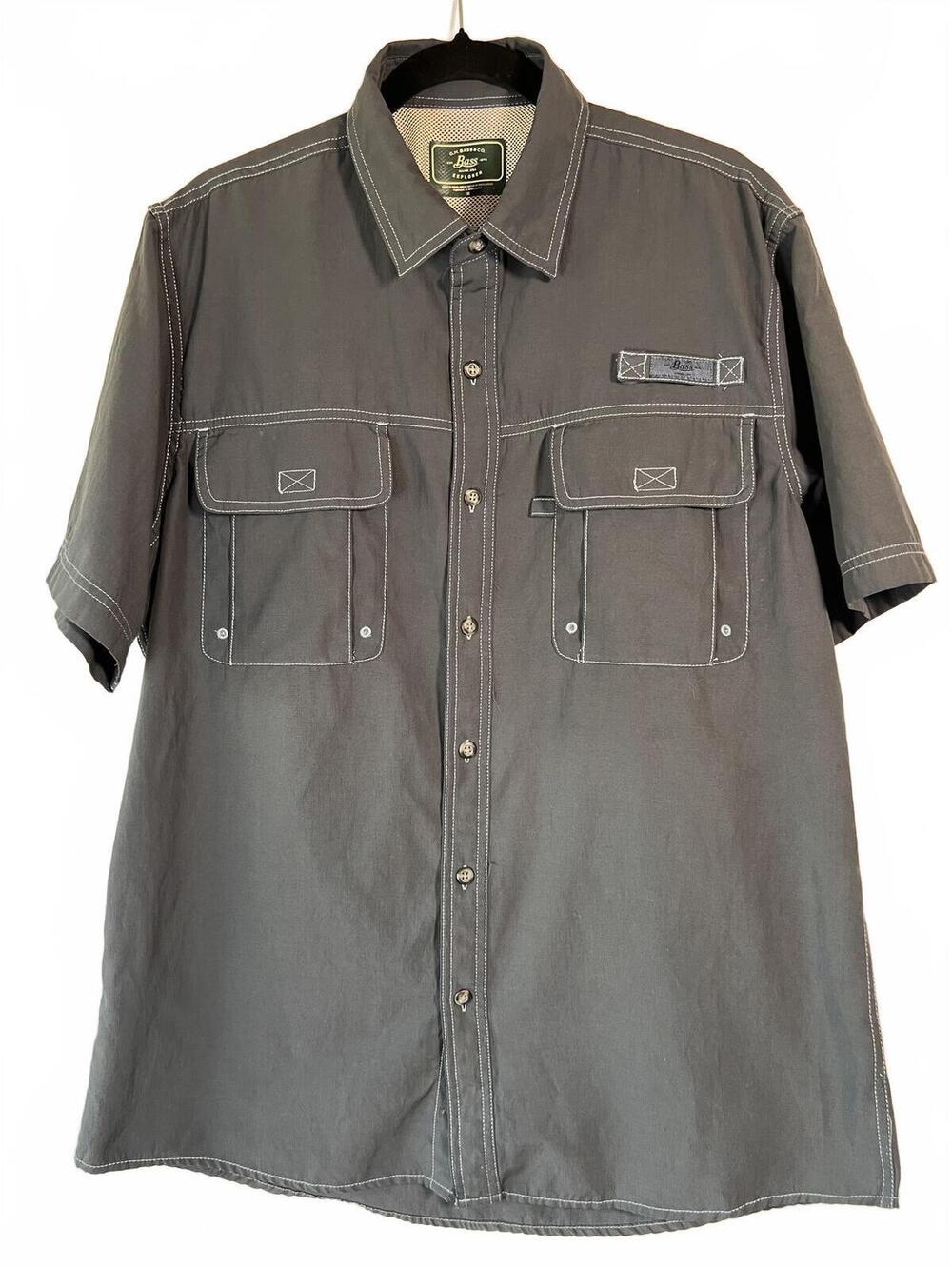 G. H. Bass Men's Explorer Short Sleeve Button-Up Shirt Gray Size Medium
